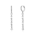 Sterling silver U-shaped geometric ear clips with colourful zircon stones and tassel detail