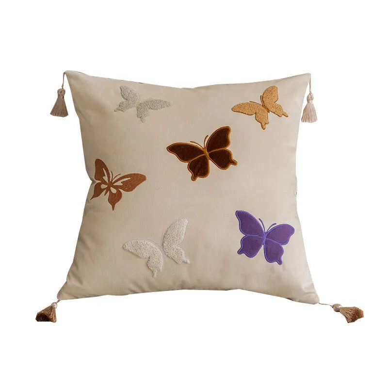 Butterfly embroidery decorative cushion 45cm with Chinese pattern
