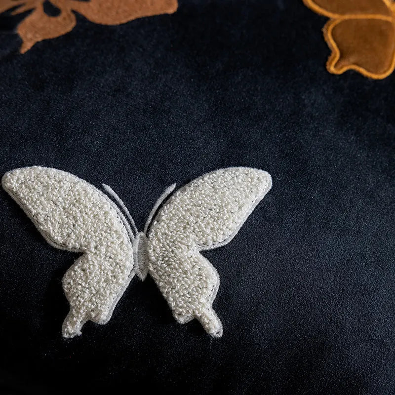 Butterfly embroidery decorative cushion 45cm with Chinese pattern