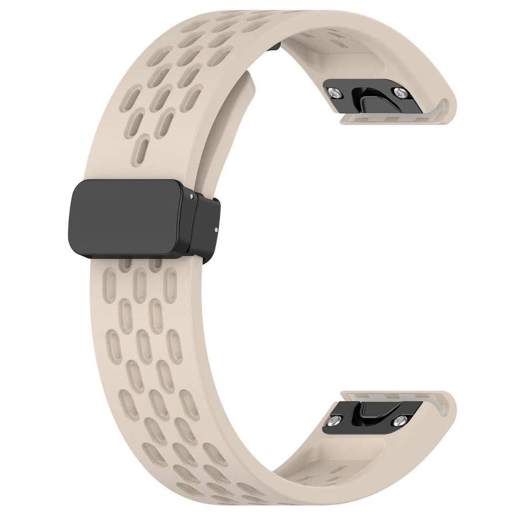 Garmin Fenix quick release watch strap in multiple colours showing quick release lugs and fitting tool.