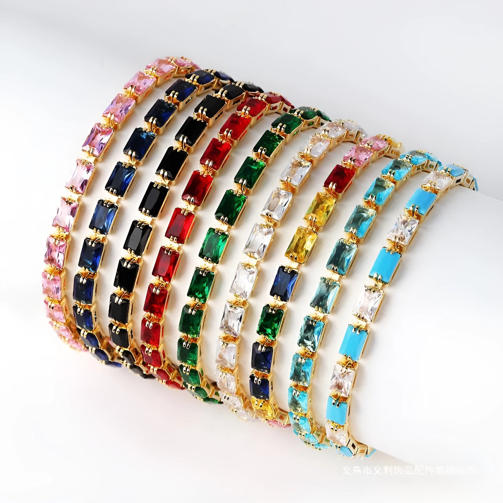 Women's fashion bracelet with zircon stones in gold electroplated finish