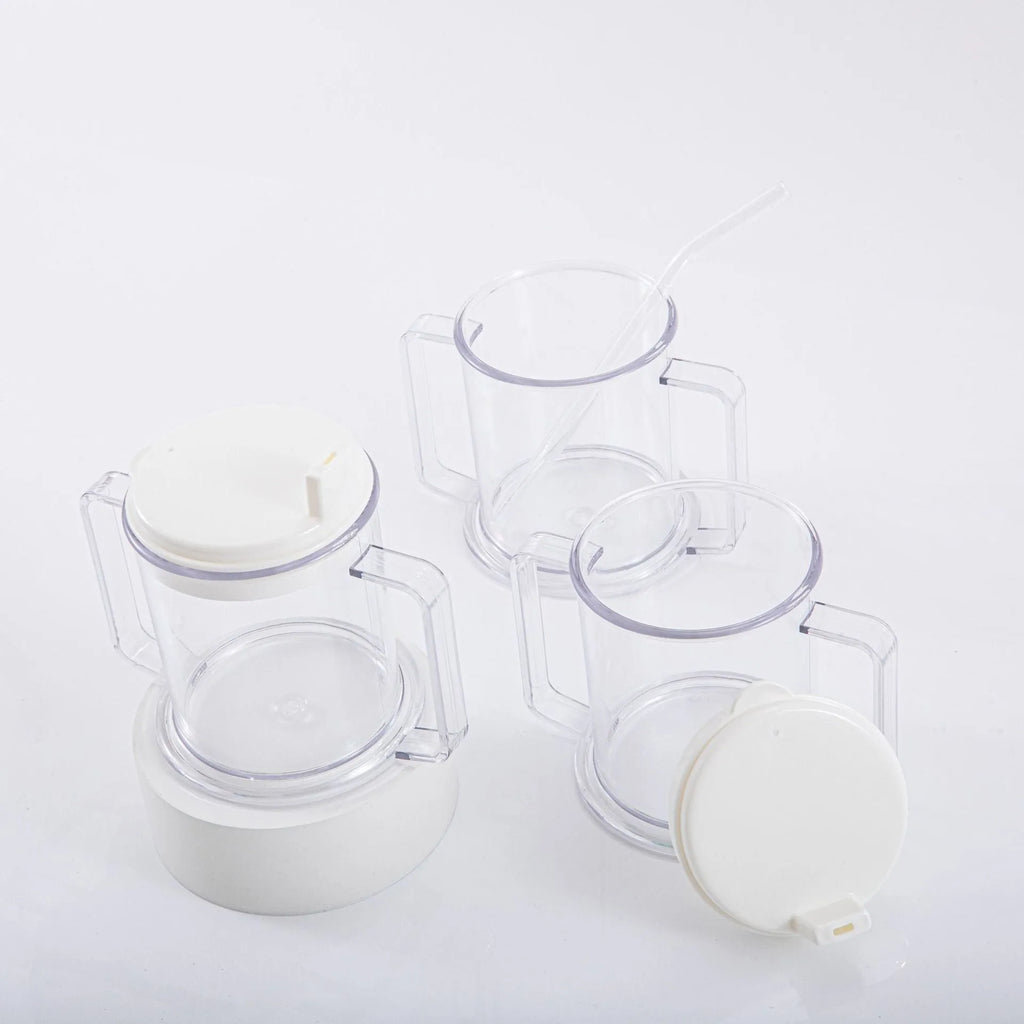 Transparent plastic drinking cup with modern design showing clear liquid visibility
