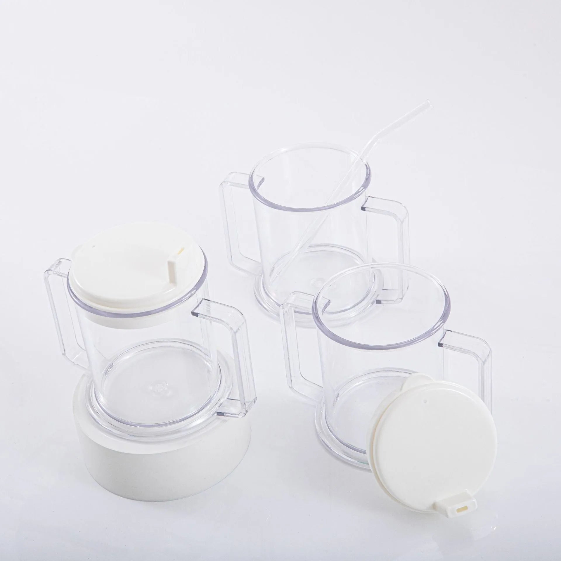 Transparent plastic drinking cup with modern design showing clear liquid visibility