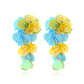 Handmade string bead flower earrings in exaggerated dopamine style with colourful floral designs
