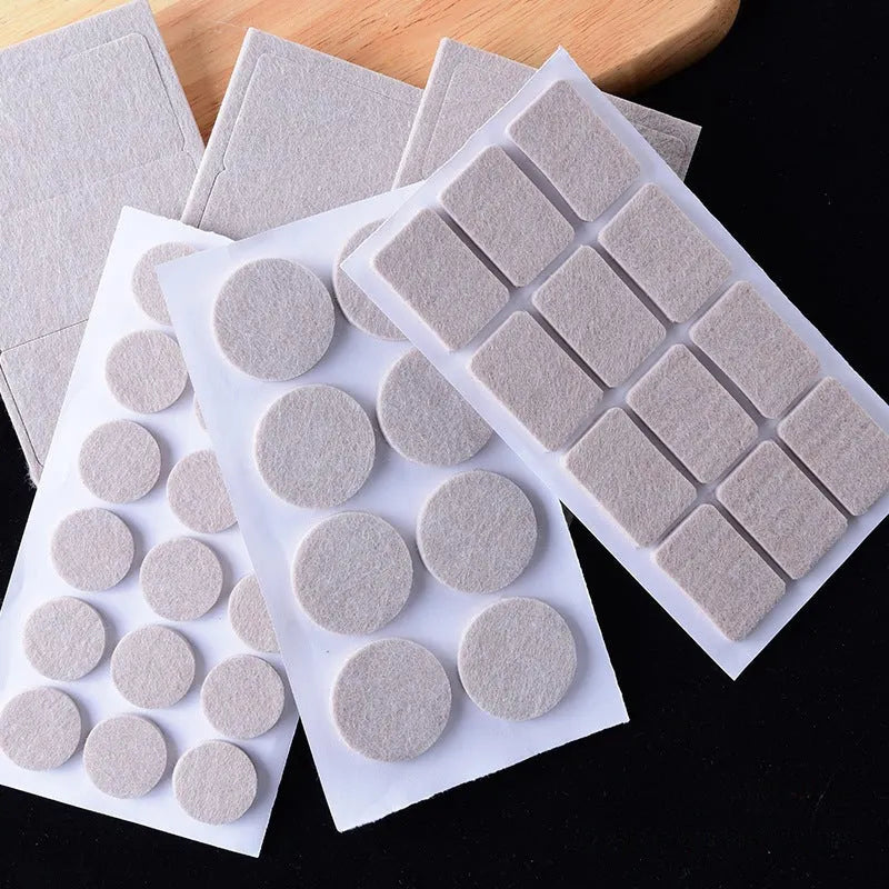 Beige plastic chair leg stoppers set showing round and square furniture protection pads
