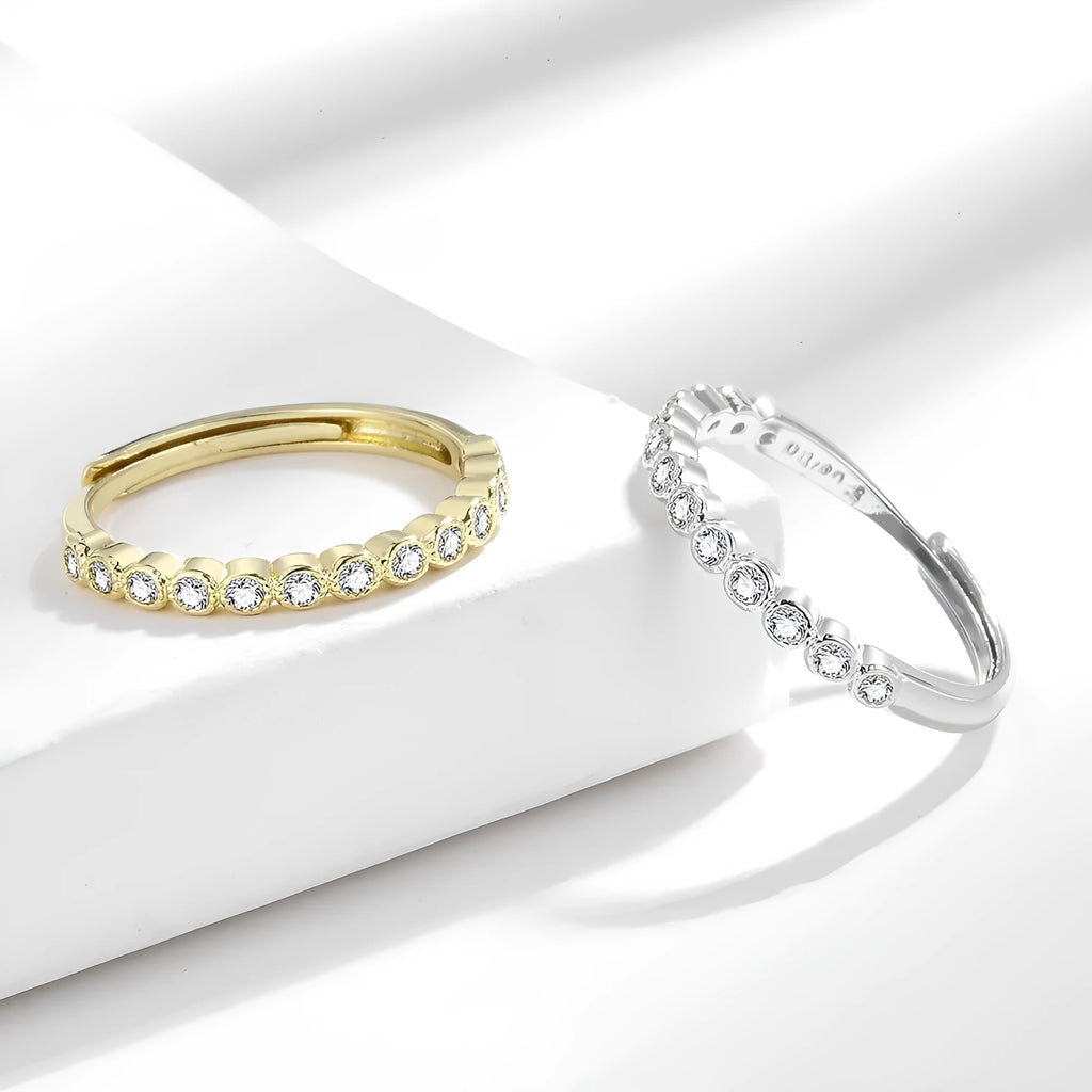 Women's geometric open mouth ring with diamond tail detailing in Korean style