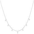 Silver necklace with drop-shaped artificial zircon pendant on adjustable O-shaped chain