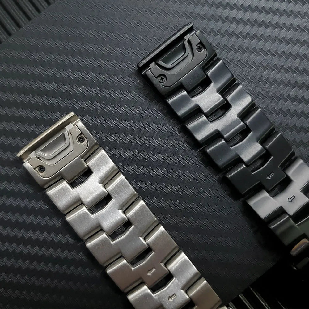 Garmin Jiaming Fenix watch replacement strap in silver, black or titanium colour