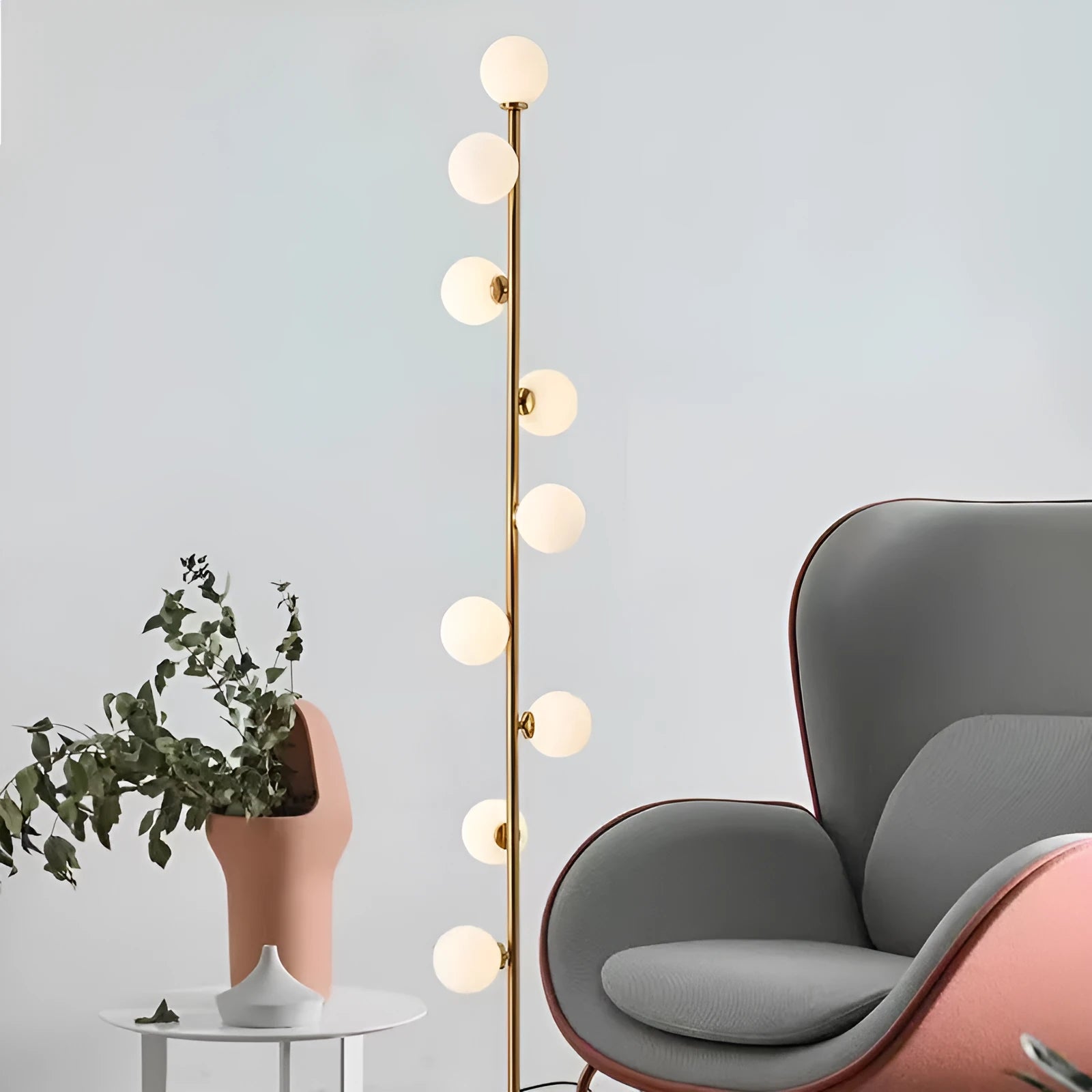 Minimalist Nordic floor lamp with wrought iron and glass construction, 154cm tall