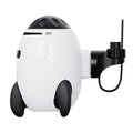 White baby sleep comforter device with automatic shaking and Bluetooth connectivity for infant strollers