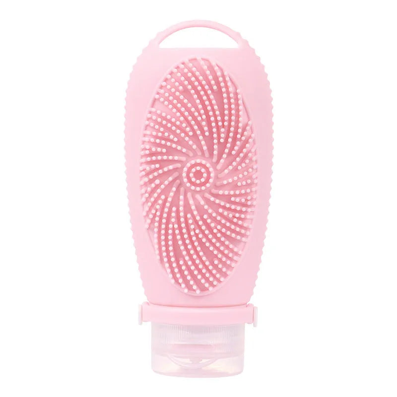 Silicone bath brush storage bottle with 100ml capacity shown in available colour options