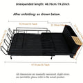 Carbon steel foldable kitchen dish drain rack with sections for cutlery and cups