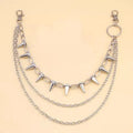 Silver double layer punk trousers chain with rivet detailing, 115cm length