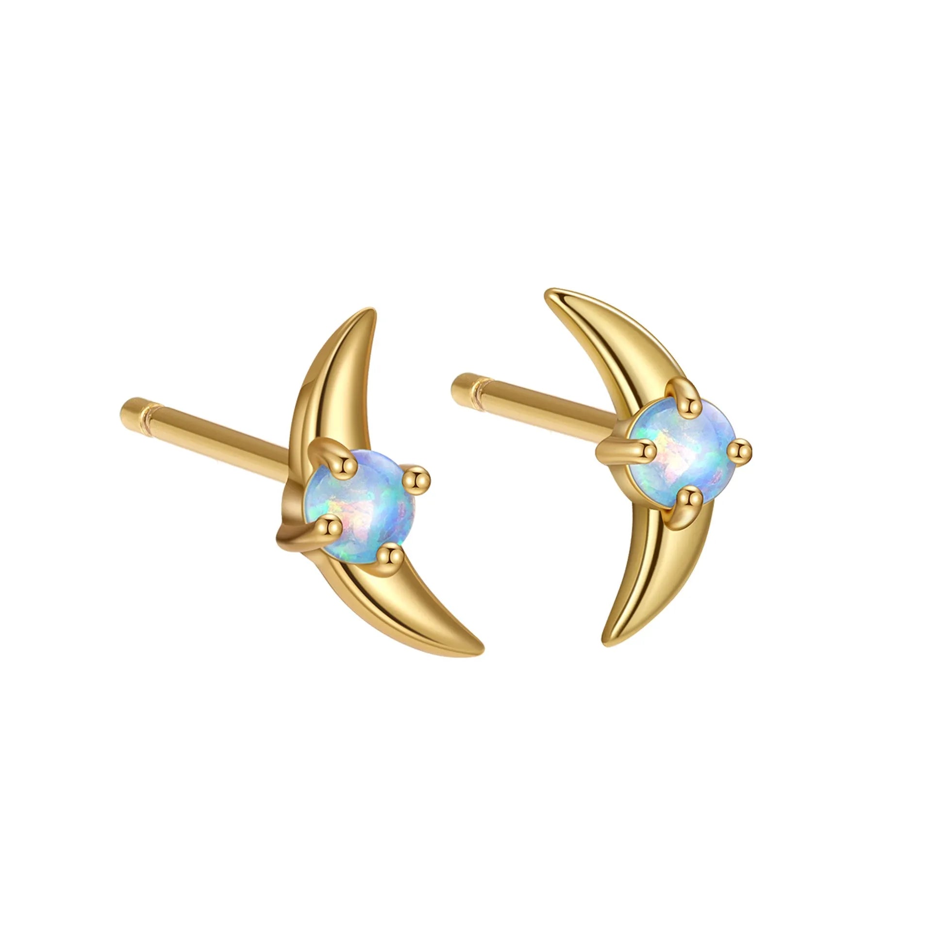 925 silver geometric stud earrings with electroplated finish and coloured stone