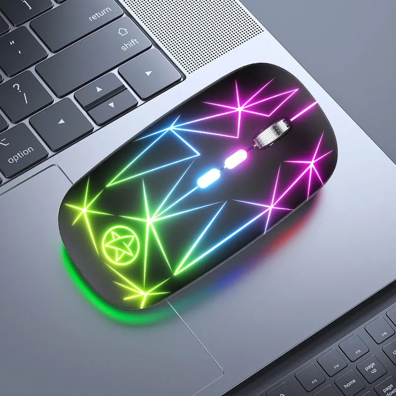 Wireless Bluetooth gaming mouse with luminous charging port and metal scroll wheel