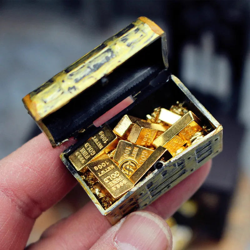 Alloy miniature gold coin treasure box doll house accessories for teen model building