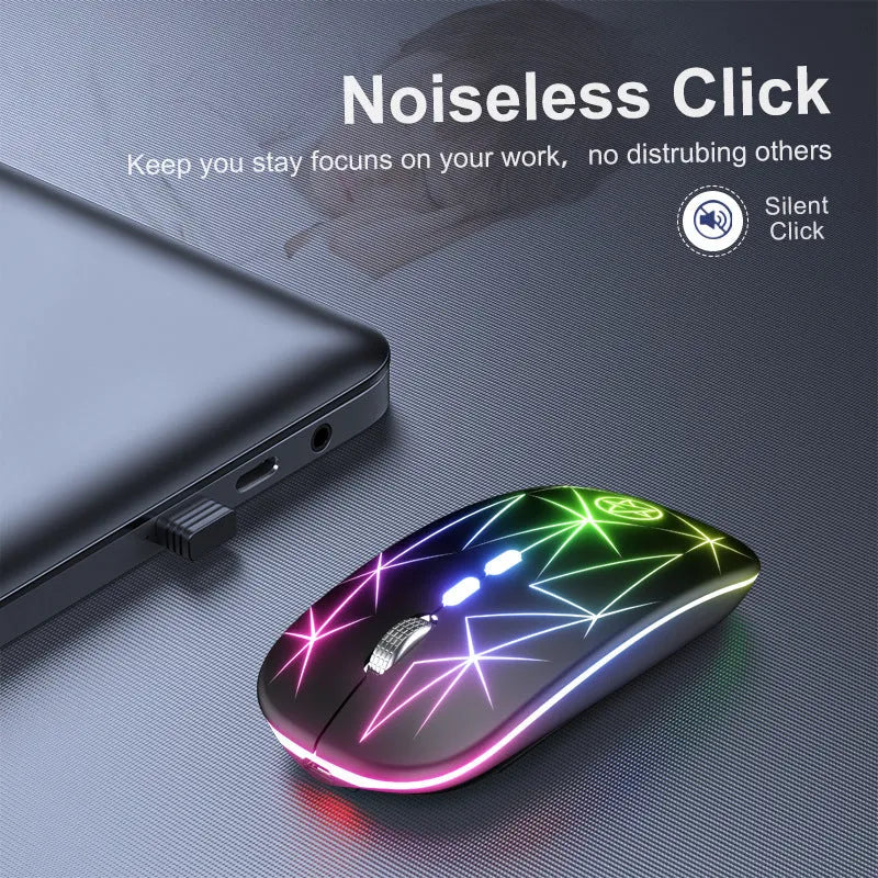 Wireless Bluetooth gaming mouse with luminous charging port and metal scroll wheel