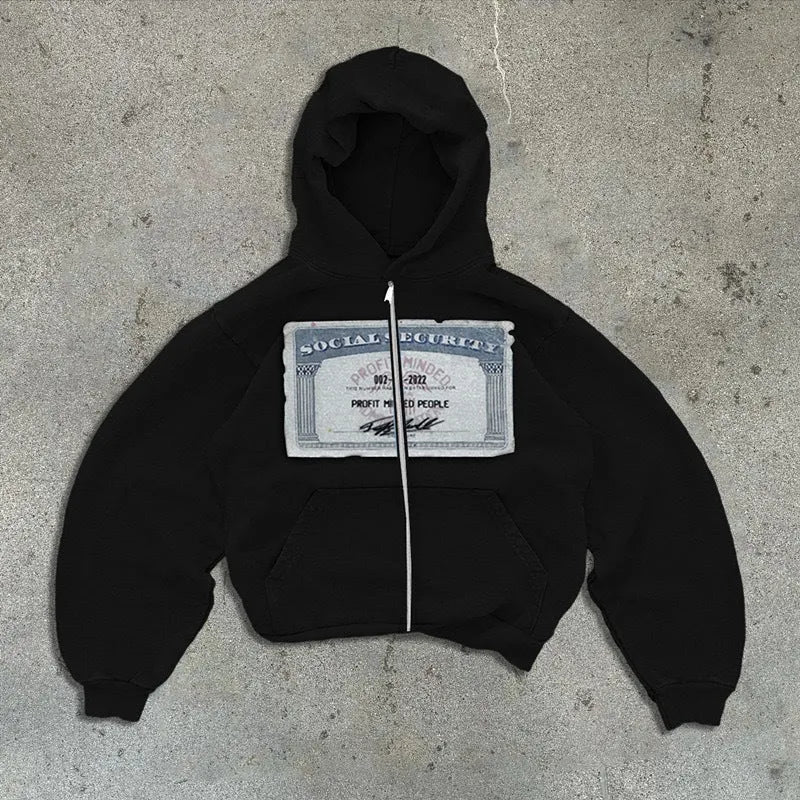 Unisex loose fit hoodie jacket with zipper closure in black, grey or pink polyester fabric