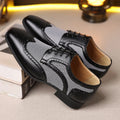 Men's black houndstooth pattern casual lace-up shoes with a rubber sole and square toe.