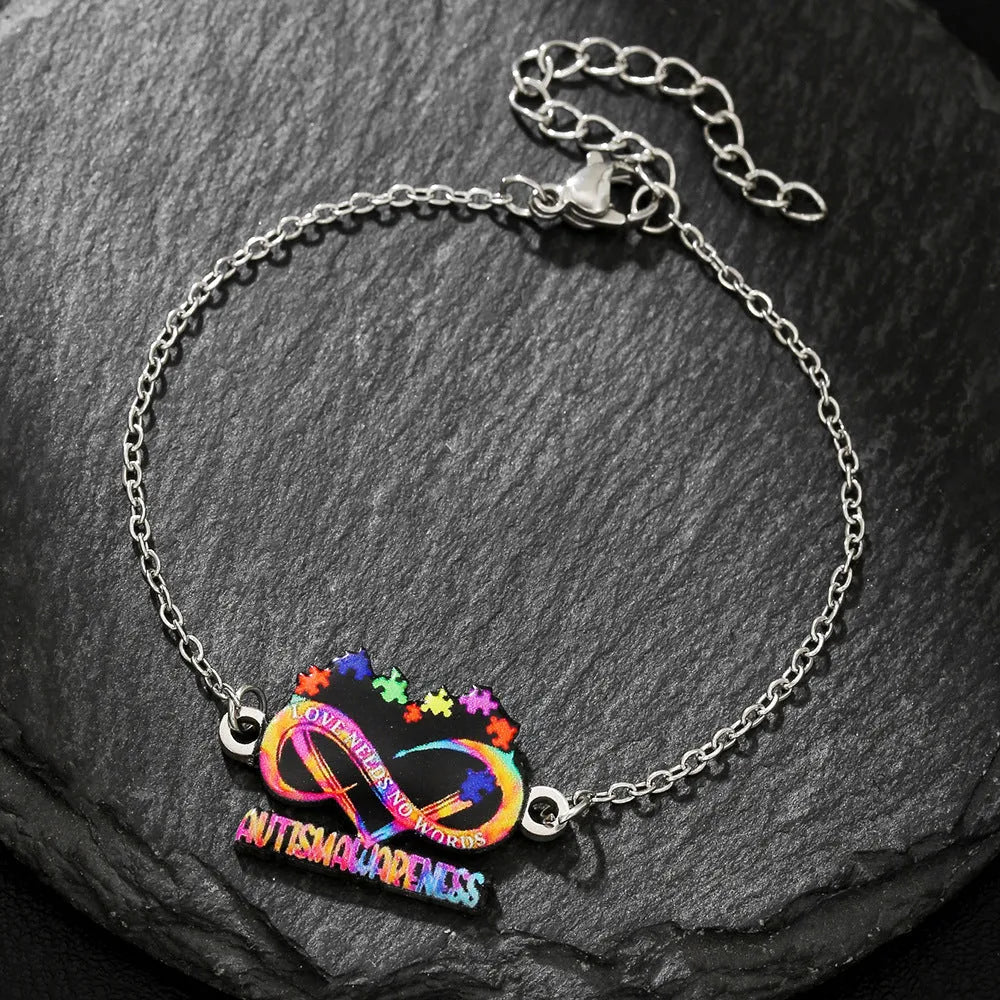 Stainless steel friendship necklace with colour printed inspirational design on chain.