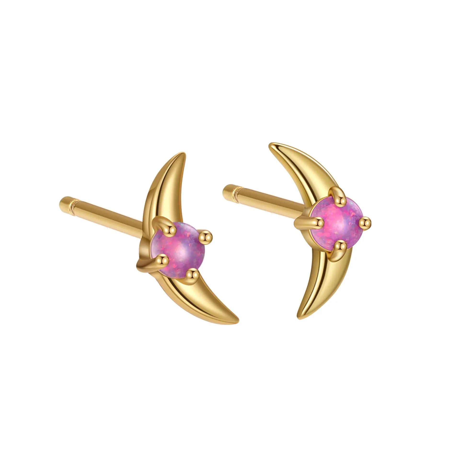 925 silver geometric stud earrings with electroplated finish and coloured stone