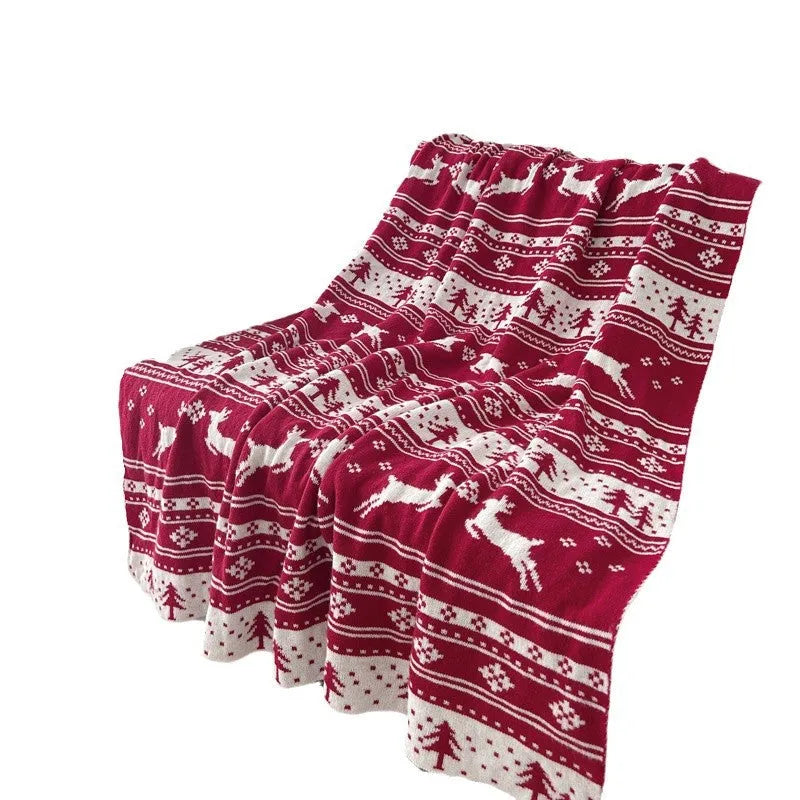 Personalised acrylic Christmas blanket with snowflake or reindeer pattern, shown in two size options.