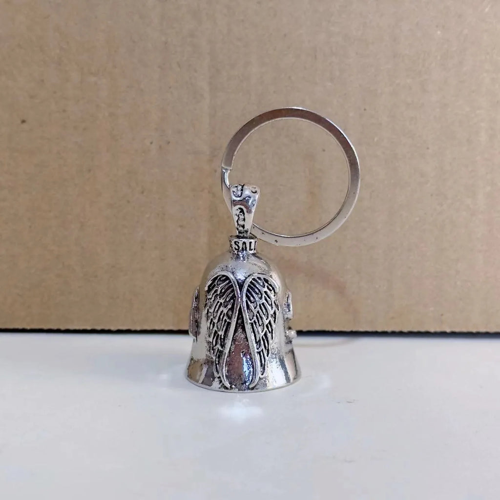 Vintage angel wings necklace and keychain set with silver electroplated finish and feather pendant design