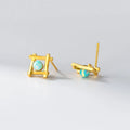 Women's geometric cross quadrangle stud earrings in sterling silver and gold-plated options