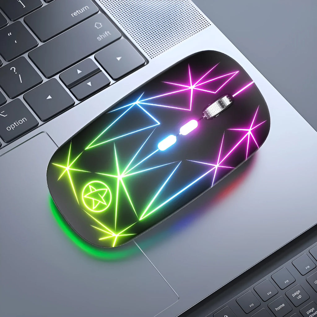 Wireless Bluetooth gaming mouse with luminous charging port and metal scroll wheel