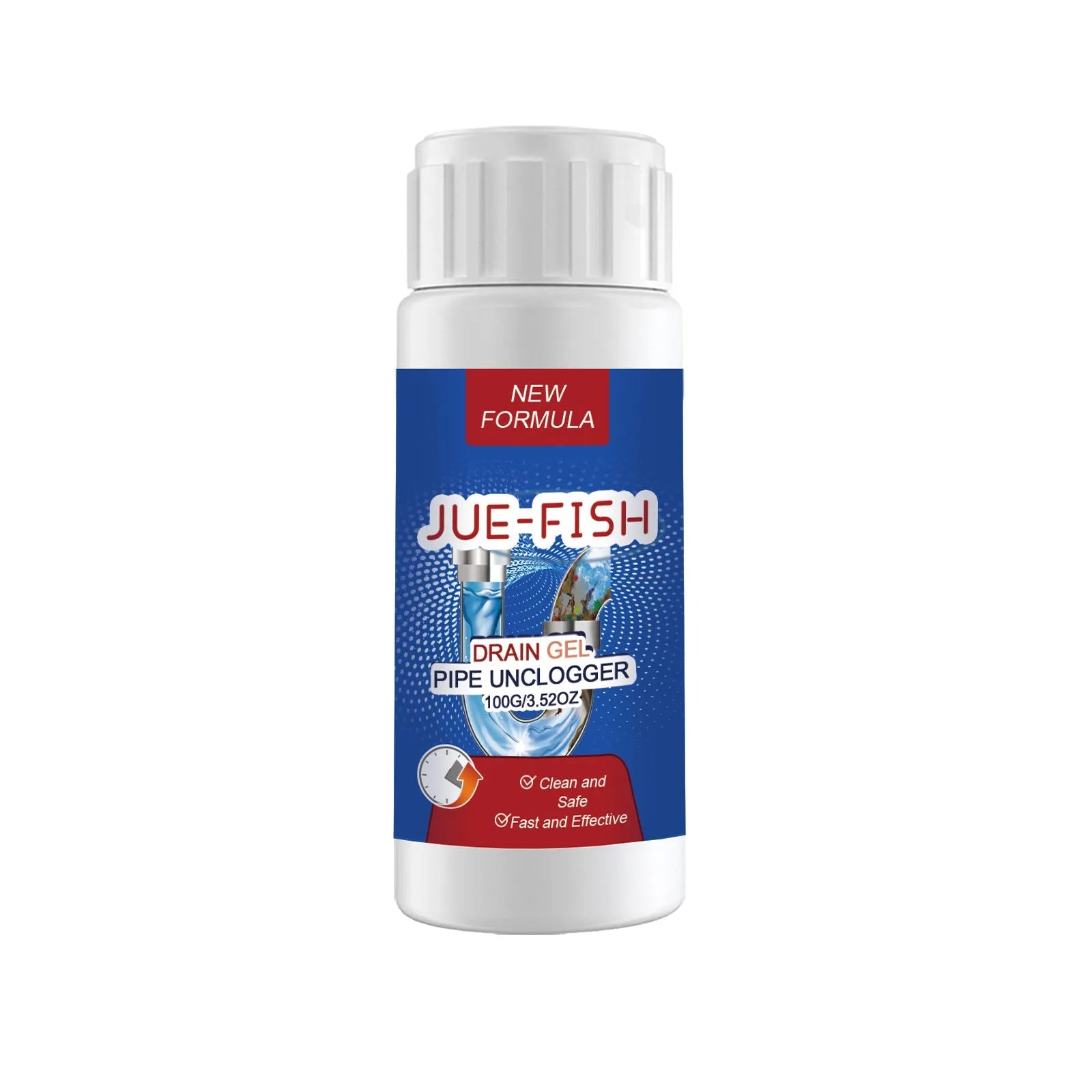 100g pipe dredge agent bottle for sewer and toilet odour cleaning, dimensions 11cm x 4.3cm