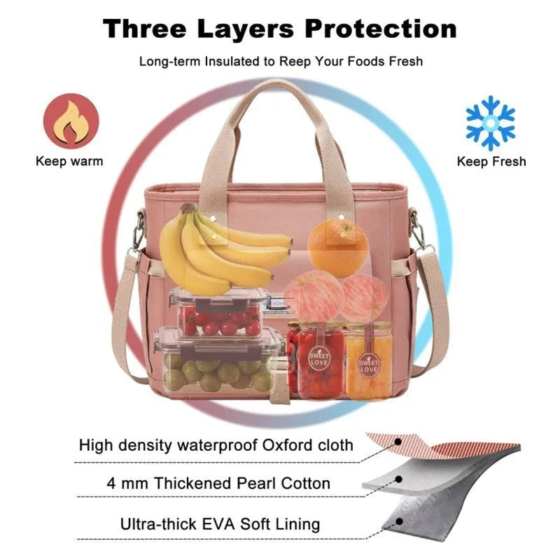 Portable Oxford cloth picnic bag with removable shoulder strap and side pocket in cube design