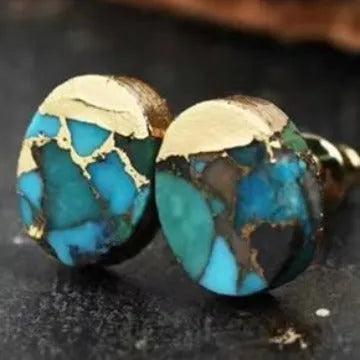 Natural stone bohemian style stud earrings in ER1031 colour with irregular shapes and simple design