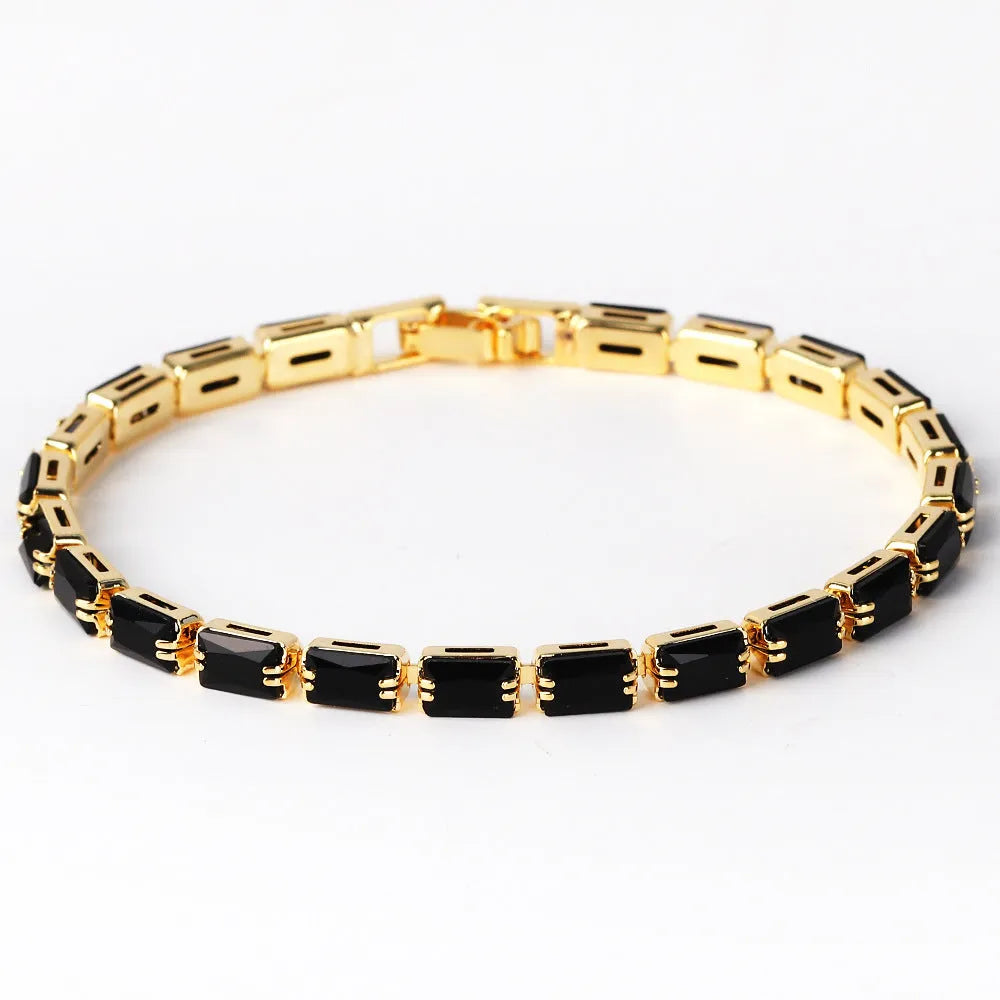 Women's fashion bracelet with zircon stones in gold electroplated finish