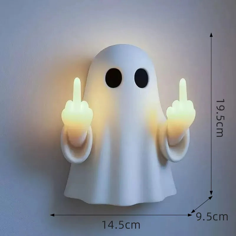 White plastic ghost statue night lamp for Halloween decoration with modern simple style