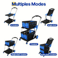 Foldable shopping cart with double basket design in blue, purple, pink and red colour options