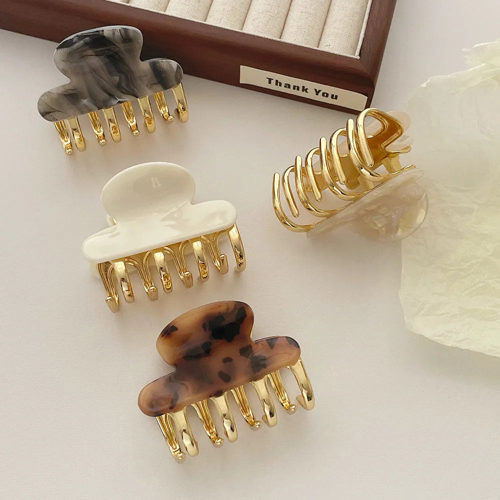 Medium metal grip acetate hair barrettes in retro dopamine style with R08 colour options