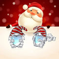White gold colour Santa Claus heart earrings for women with electroplated finish