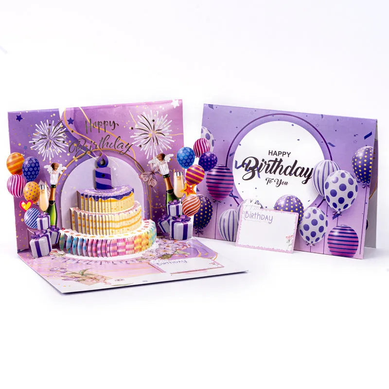 Hand-folded 3D greeting card with Chinese ink style light music blowing design.