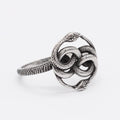 Titanium steel double snake ring with retro design in steel colour on size chart