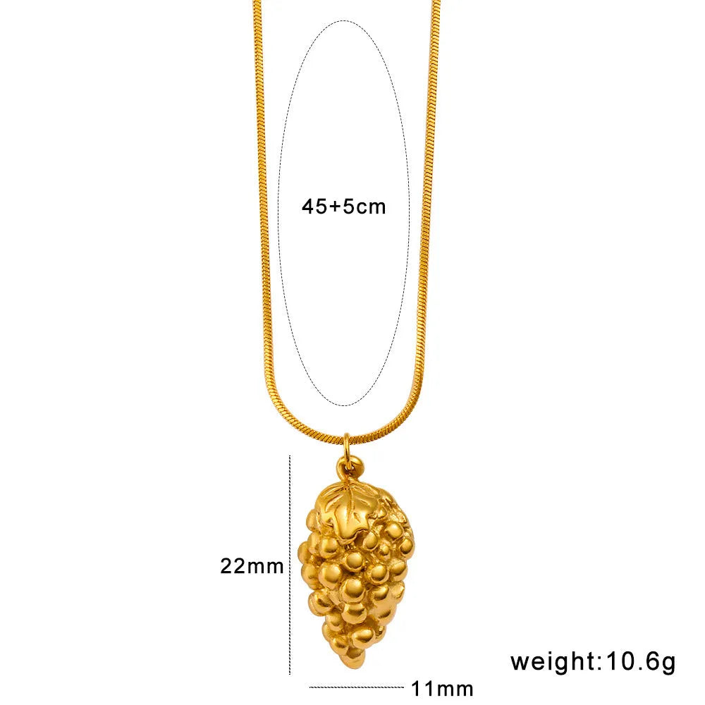 Stainless steel fruit necklace pendant in six colour options on regular chain