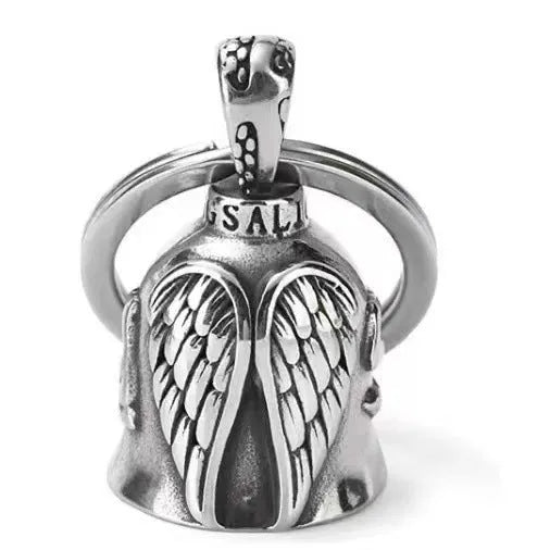 Vintage angel wings necklace and keychain set with silver electroplated finish and feather pendant design