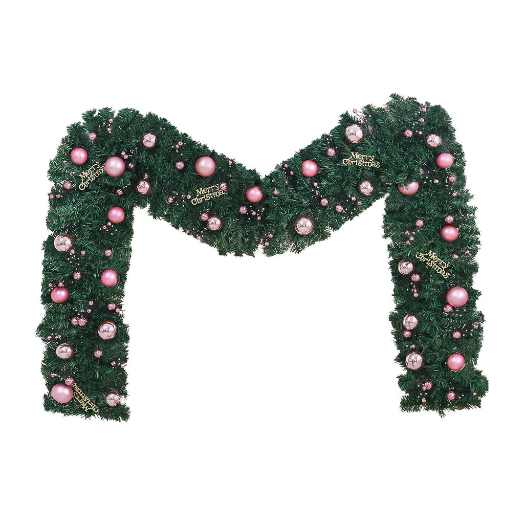 2.7 metre pink Christmas rattan decoration with 240 LED lights in small fruit design