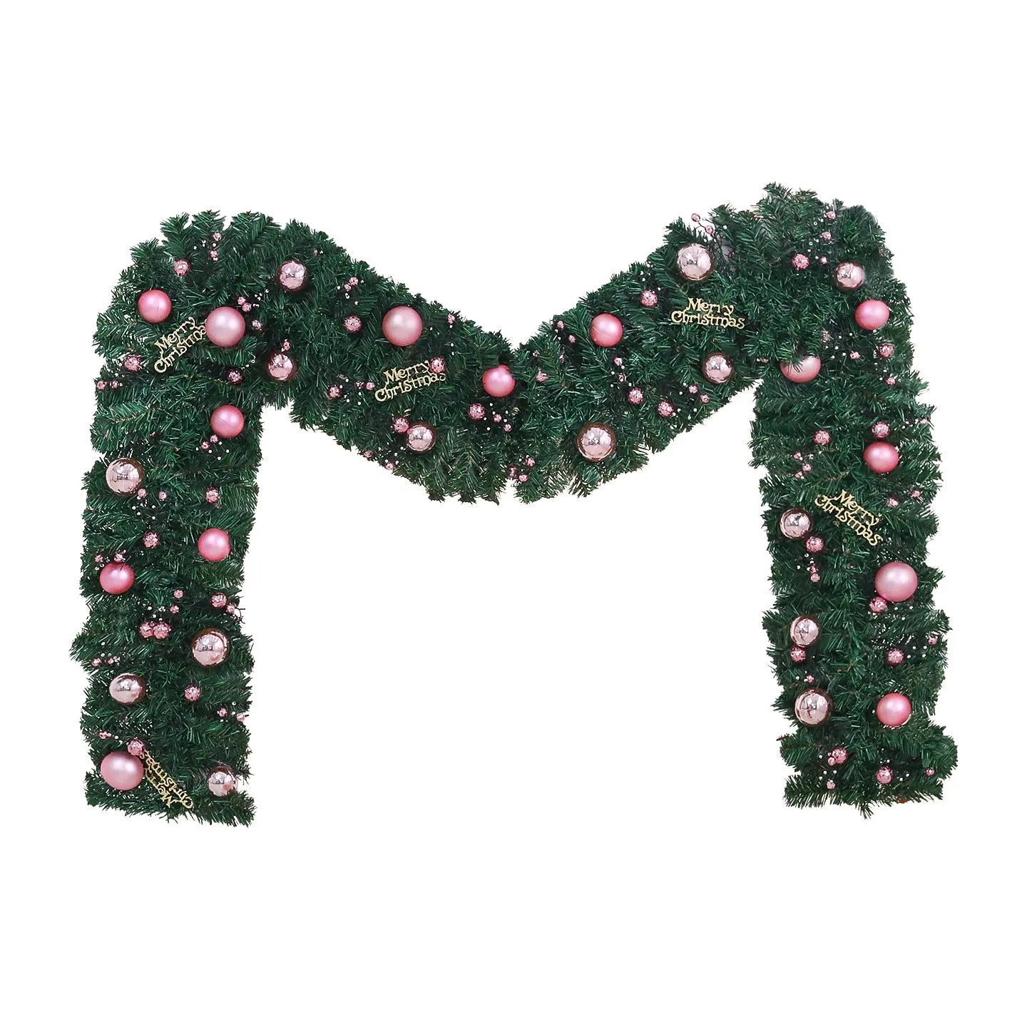 2.7 metre pink Christmas rattan decoration with 240 LED lights in small fruit design