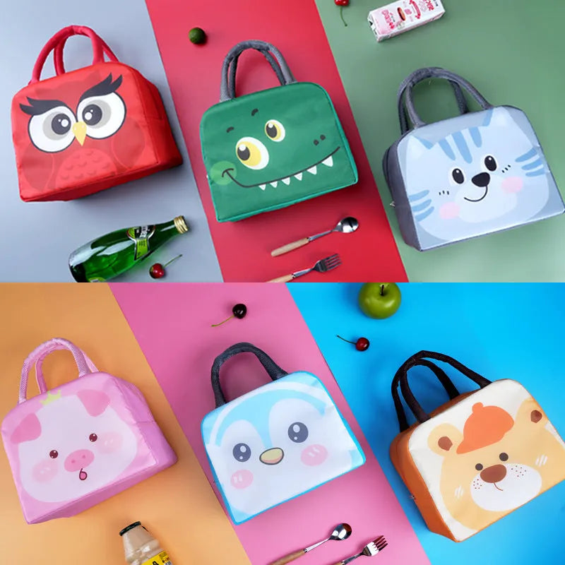 Cartoon animal insulated lunch box bag with aluminium foil lining for children