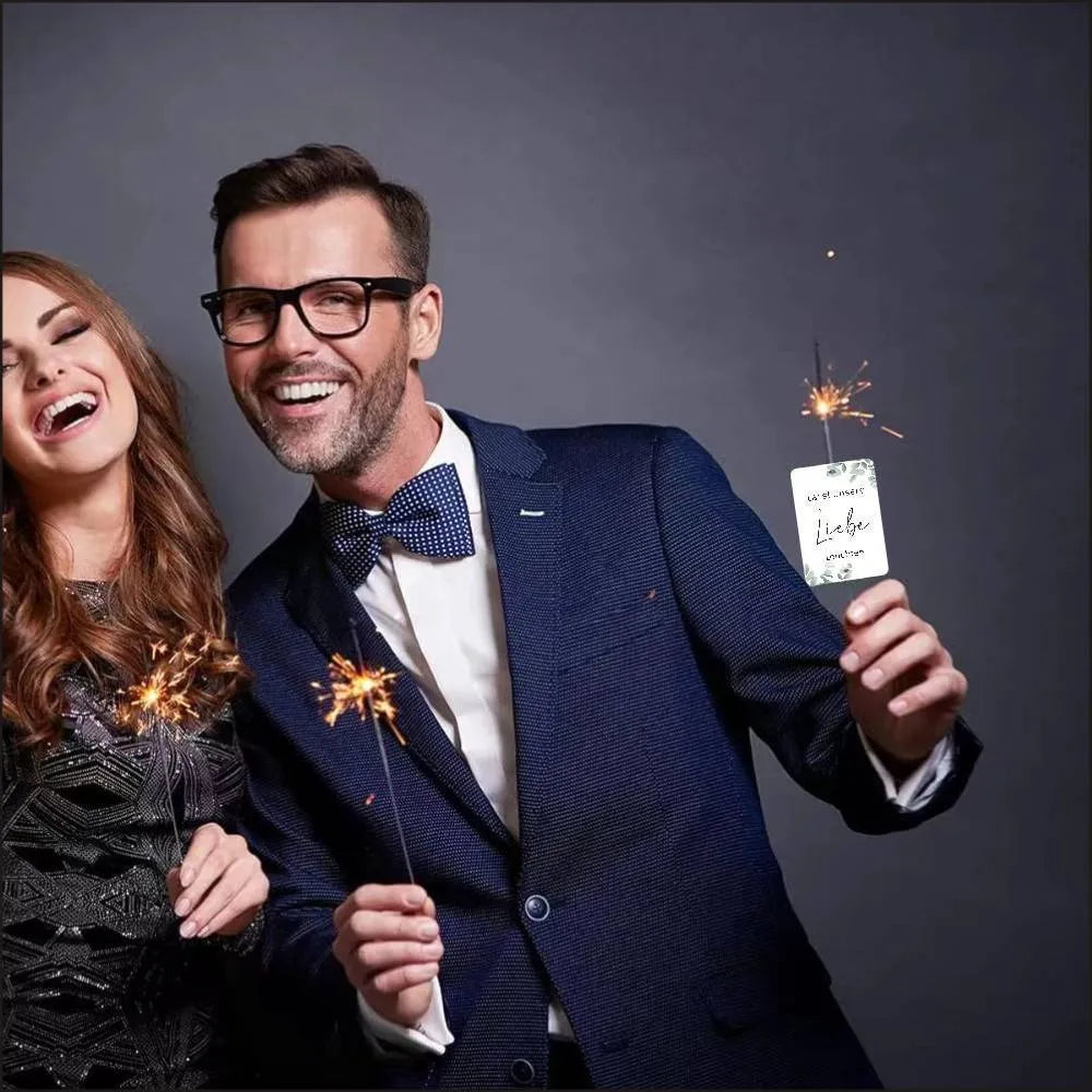 Fireworks design decorative paper labels with 'I Make Love Sparkling' text for wedding and celebration events