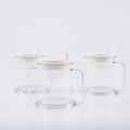 Transparent plastic drinking cup with modern design showing clear liquid visibility