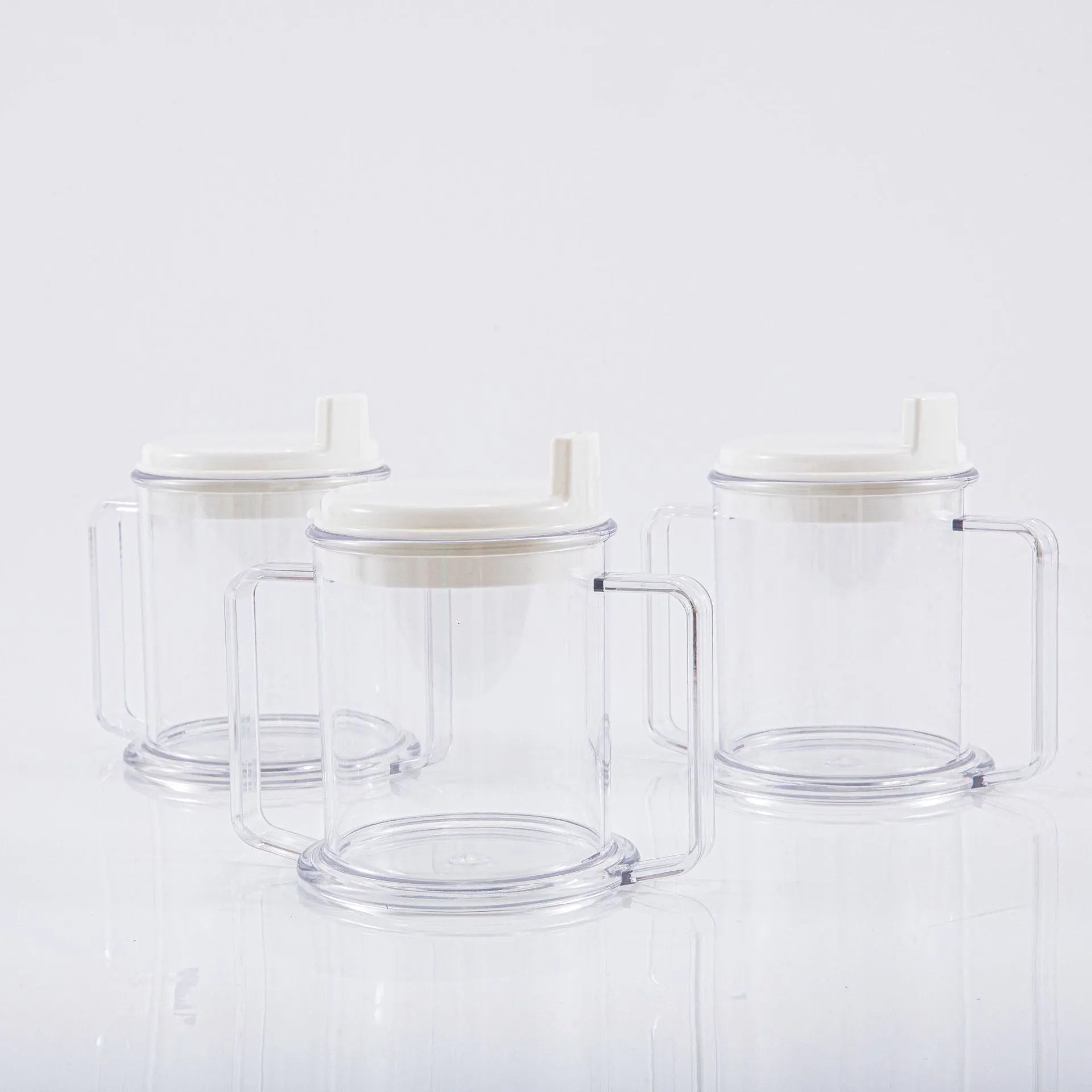 Transparent plastic drinking cup with modern design showing clear liquid visibility