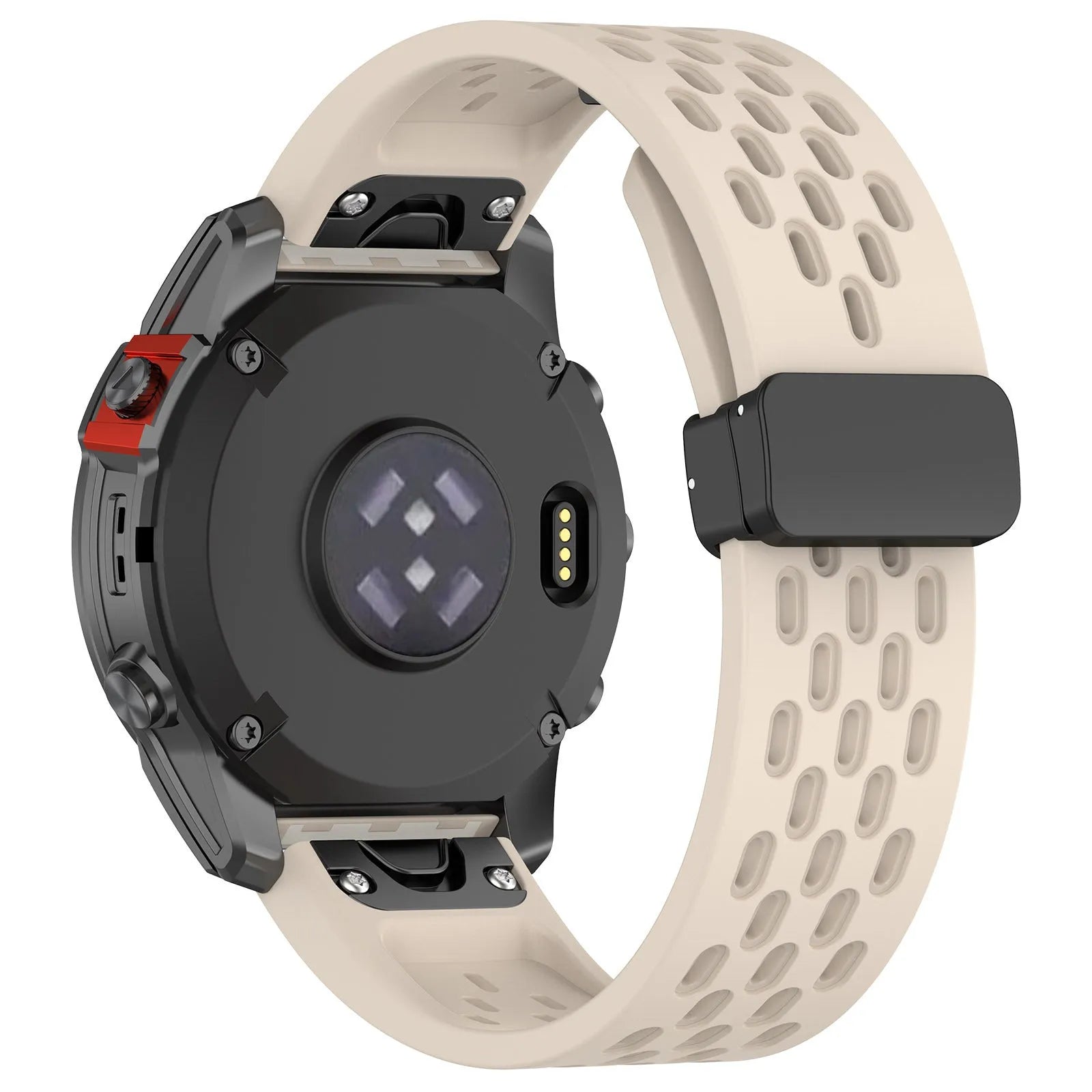 Garmin Fenix quick release watch strap in multiple colours showing quick release lugs and fitting tool.