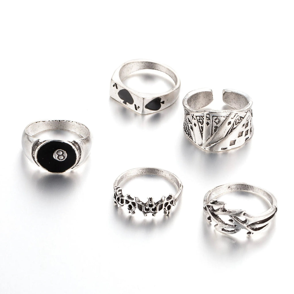 Black alloy ring with spade card design for women's poker-themed jewellery