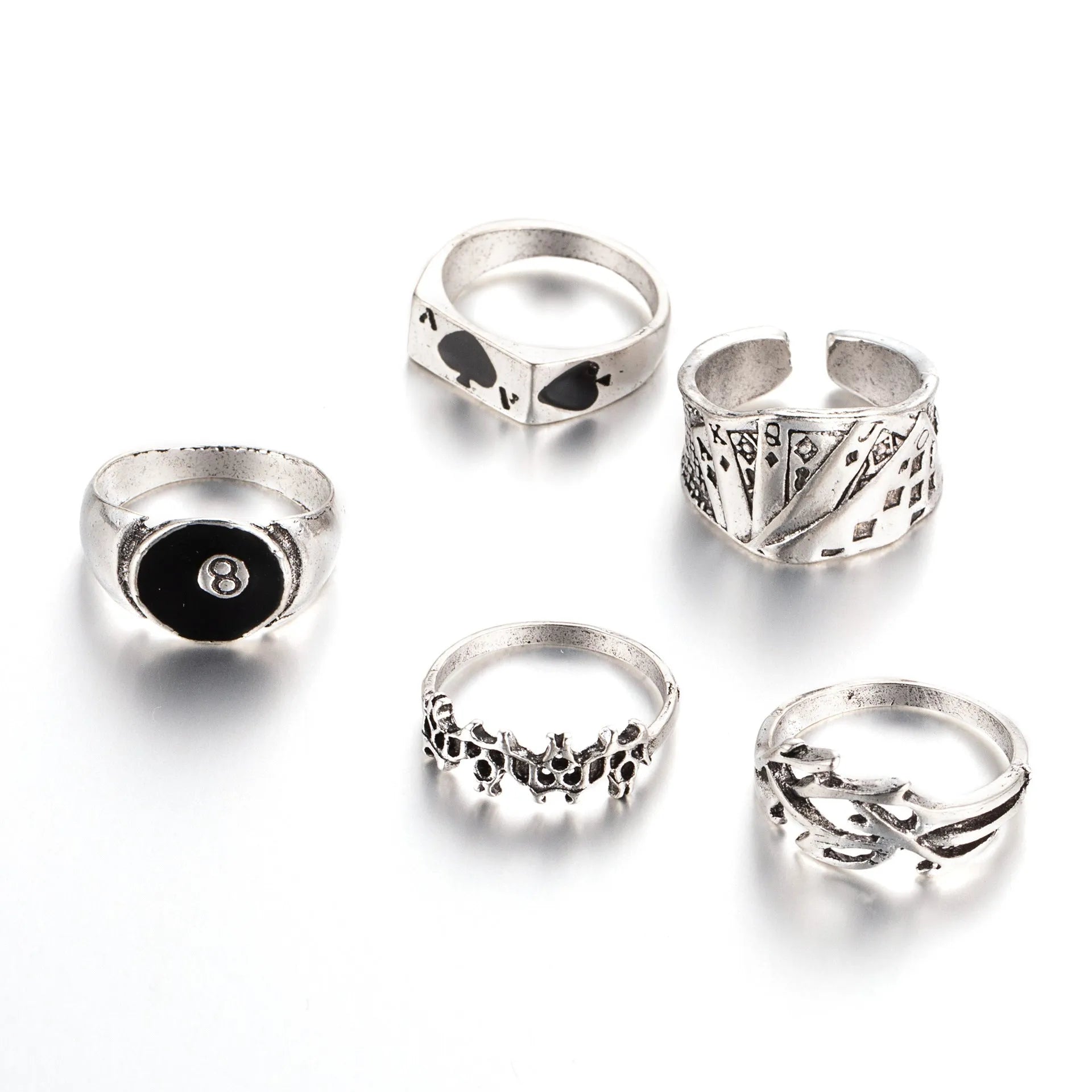 Black alloy ring with spade card design for women's poker-themed jewellery